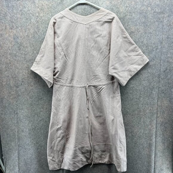 Tory Burch Dress Women Medium Beige Perforated Faux Leather V-Neck Short Sleeve - Picture 2 of 10